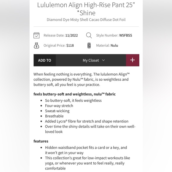 Lululemon Align *Shine Set - Picture 16 of 16